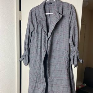 Plaid trench coat